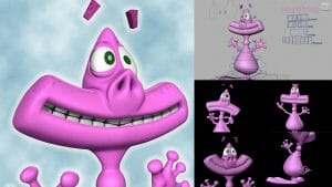 Personal Project 3D Oinkfrog character concept, modelled, rigged and rendered in Maya