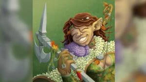RPG Illustration Qwynn andSnug Gnome Barbarian character design