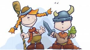 Book Concept Cute Viking character duo design and illustration for children's book