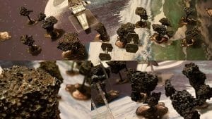 Game Supplement Foam asteroids shaped and painted to support the x-wing tabletop boardgame.